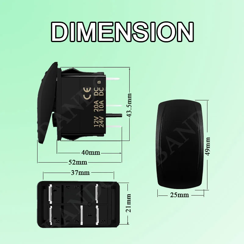 Waterproof Rocker Switch AUTO PILOT Marine Switch Green Light AgOpenGPS Button OFF-ON / ON-OFF-ON for Boats, Yatchs, Tractors