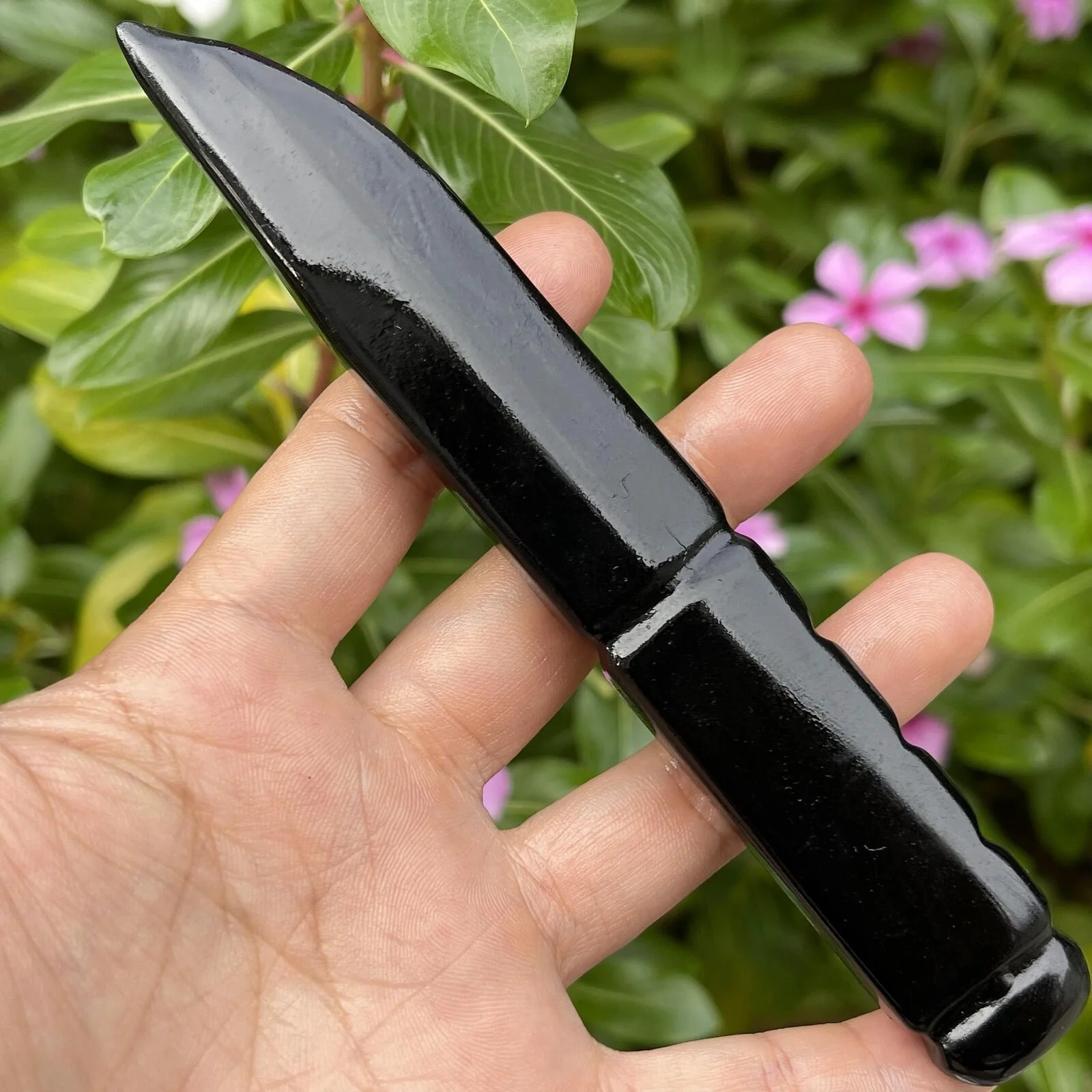 Magical Natural Obsidian Engrave Dagger, Healing Crystal, Protective Stone, Craft Knife, Man's Gift, Magic Amulet Sword, 14-15cm