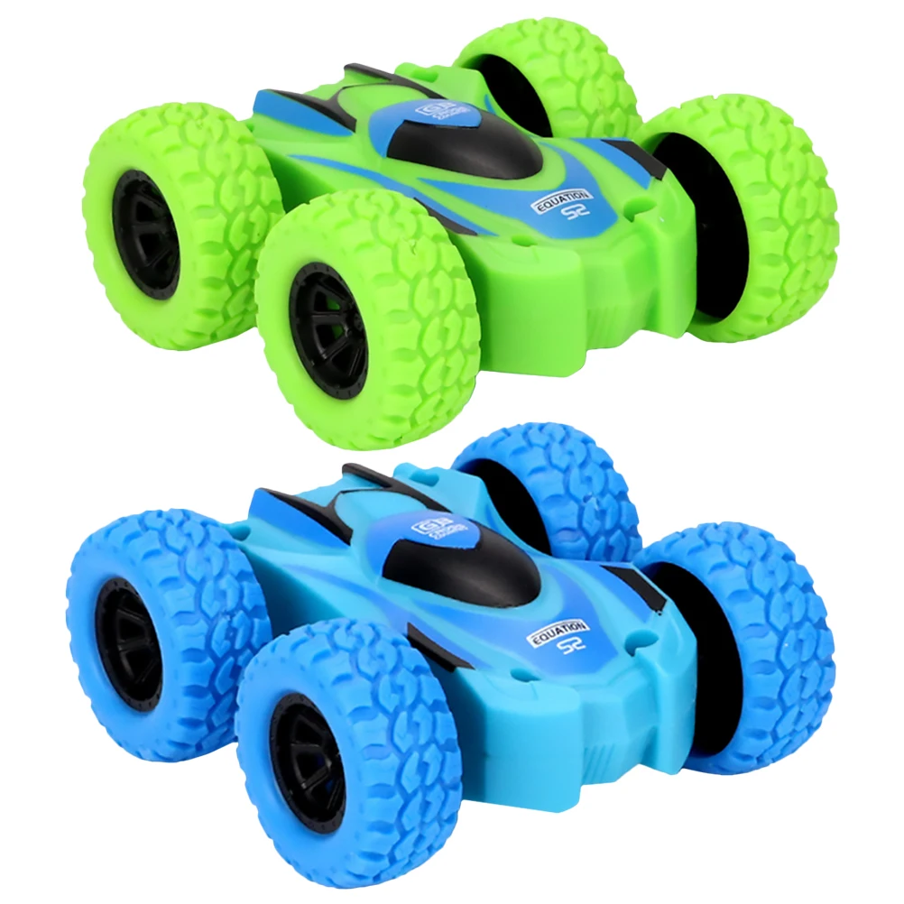 2Pcs Durable Plastic Inertia Cars Offroad Vehicle Toys 360 Degree Rotating Trucks Safe For Babies Colorful Educational Gift