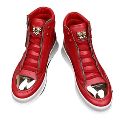 High Top Casual Shoes Men Sneakers 2024 Fashion Skateboard Shoes Leopard Platform Shoe Sport Training Shoes Men's Ankle Boots