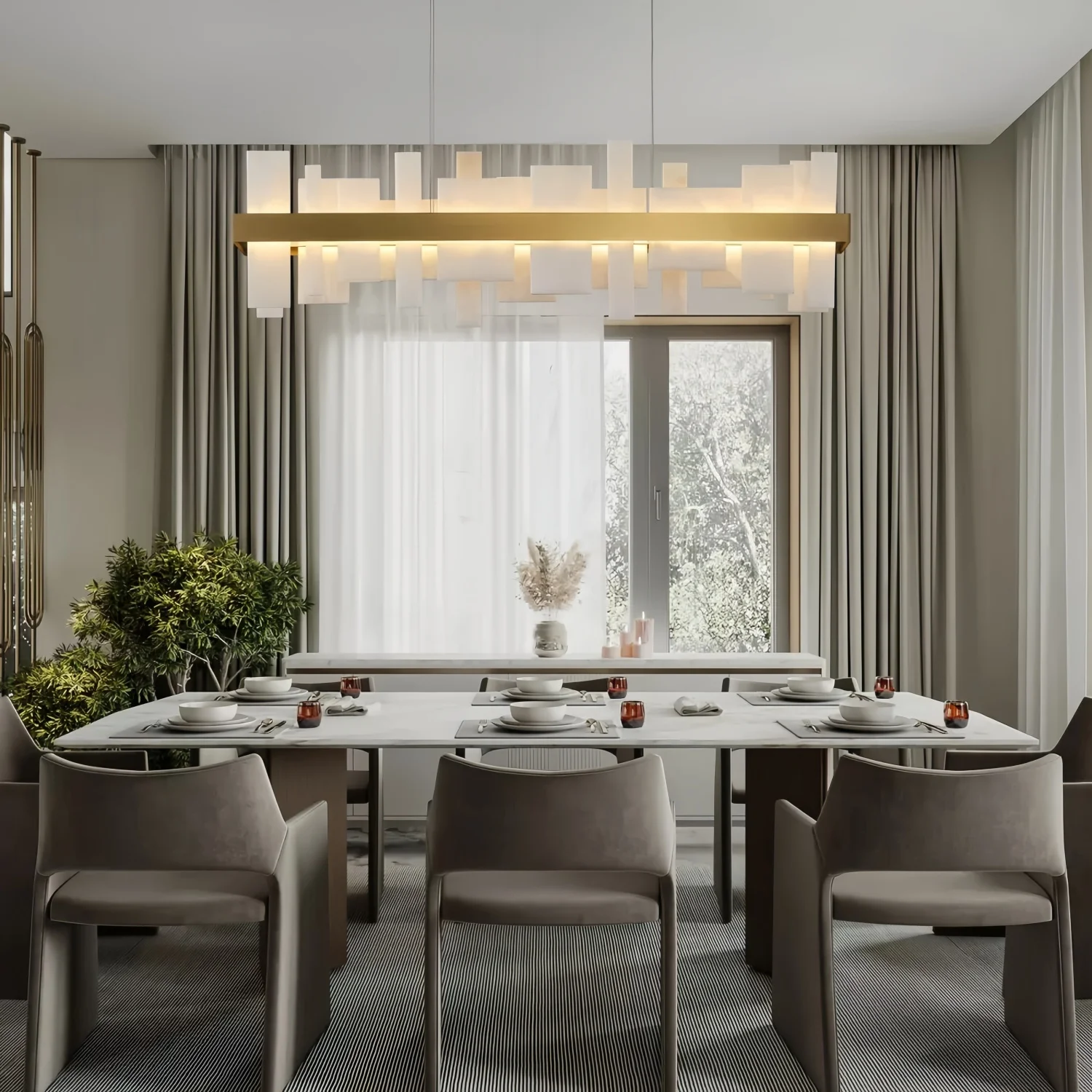 Spanish Marble Pendant Light Dining Table Alabaster Led Ceiling Chandeliers For Kitchen Living Room Bedroom Villa Hanging Lamp - view 2