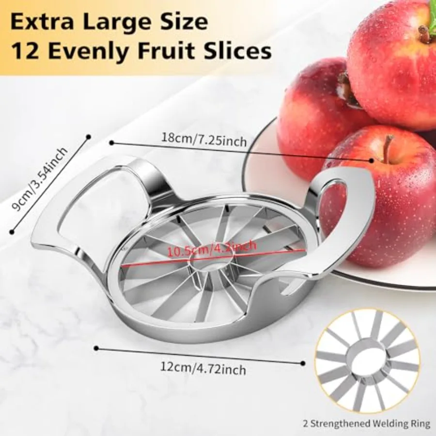 4,72 inch appelsnijder met 12 messen extra grote appelsnijmachine voor efficiënte fruitvoorbereiding Heavy Duty roestvrijstalen appel