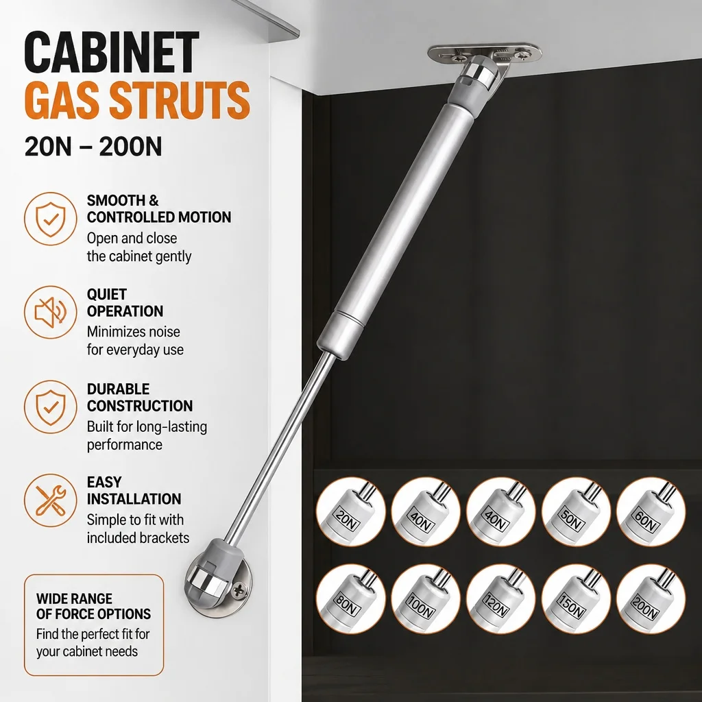 20N-200N Copper Force Cabinet Door Lift Support Gas Strut Hydraulic Hinge Kitchen Cupboard Gas Spring Hinges Furniture Hardware