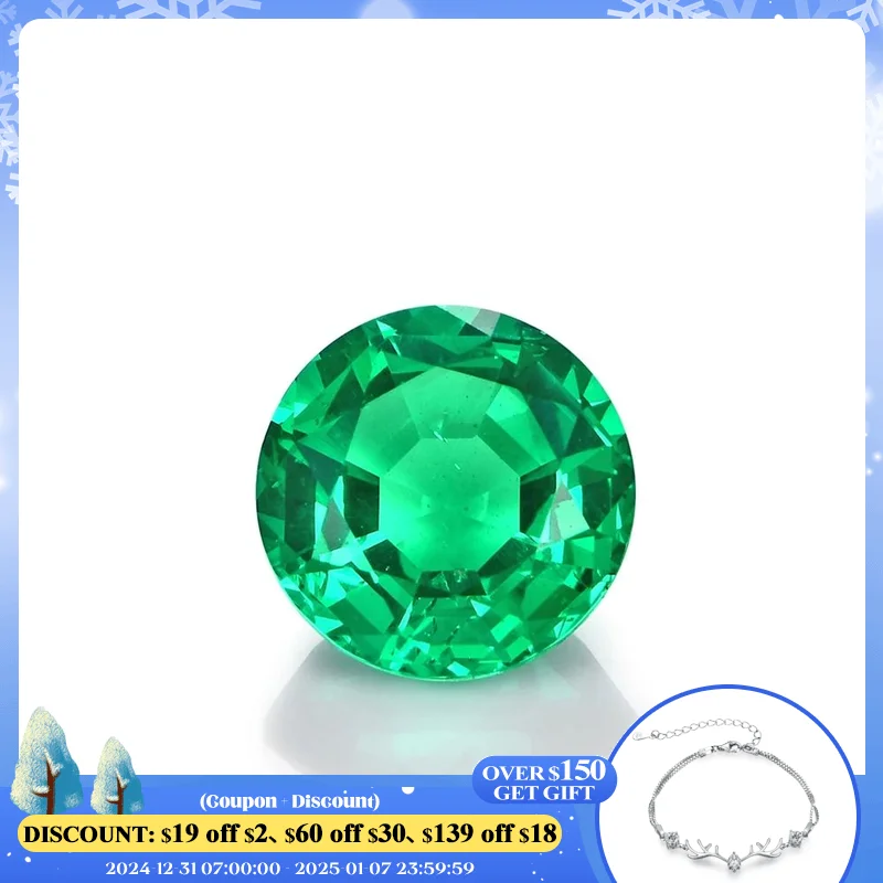 Green Columbian Emerald Loose Gemstone Round 8mm 1.75 Carats Hydrothermal Emerald Excellent Cutting Jewelry Design for Wedding