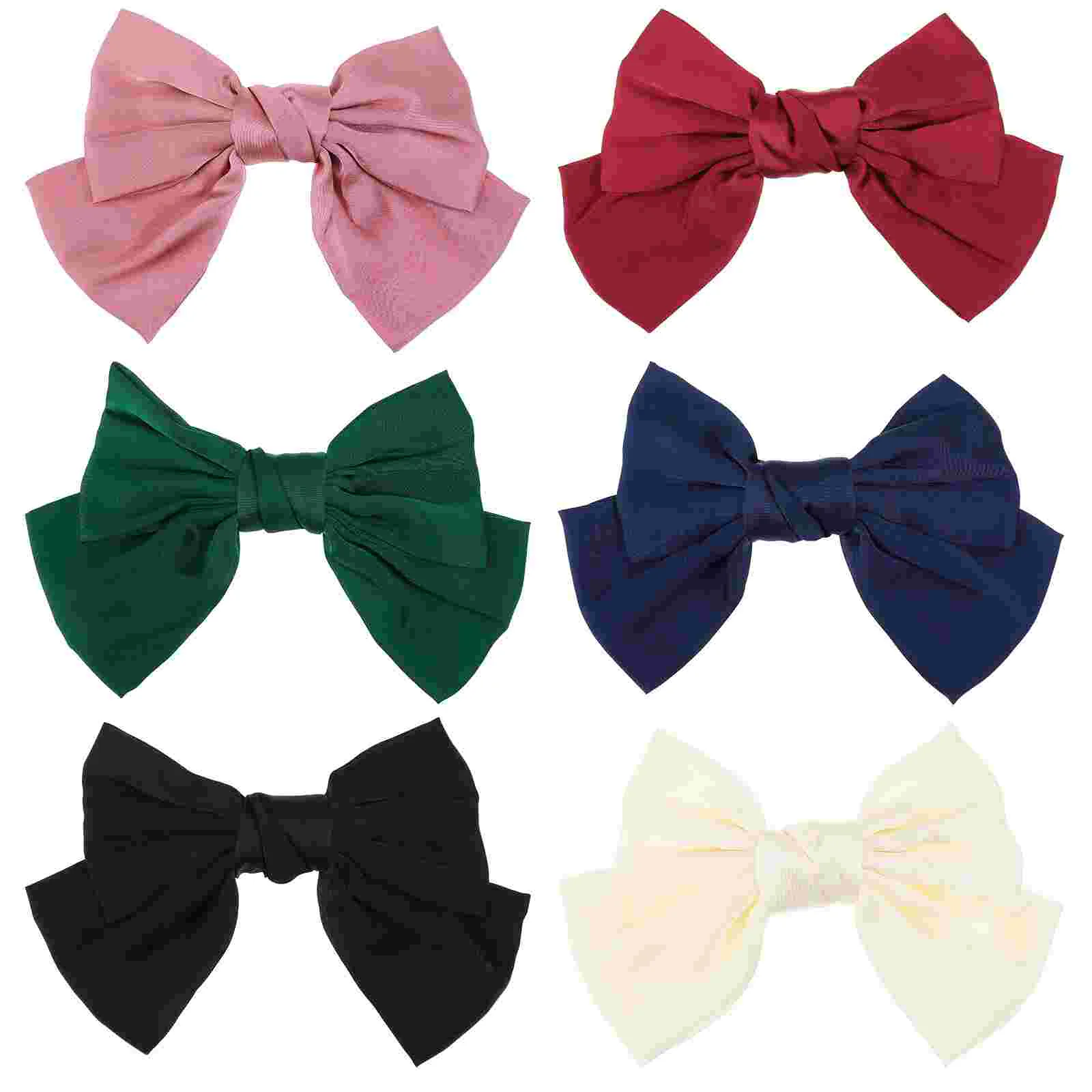 

6 Pcs Hairpin Big Red Bow Barrettes Clip Headgear Satin Bows for Girls Clips Women's Silky