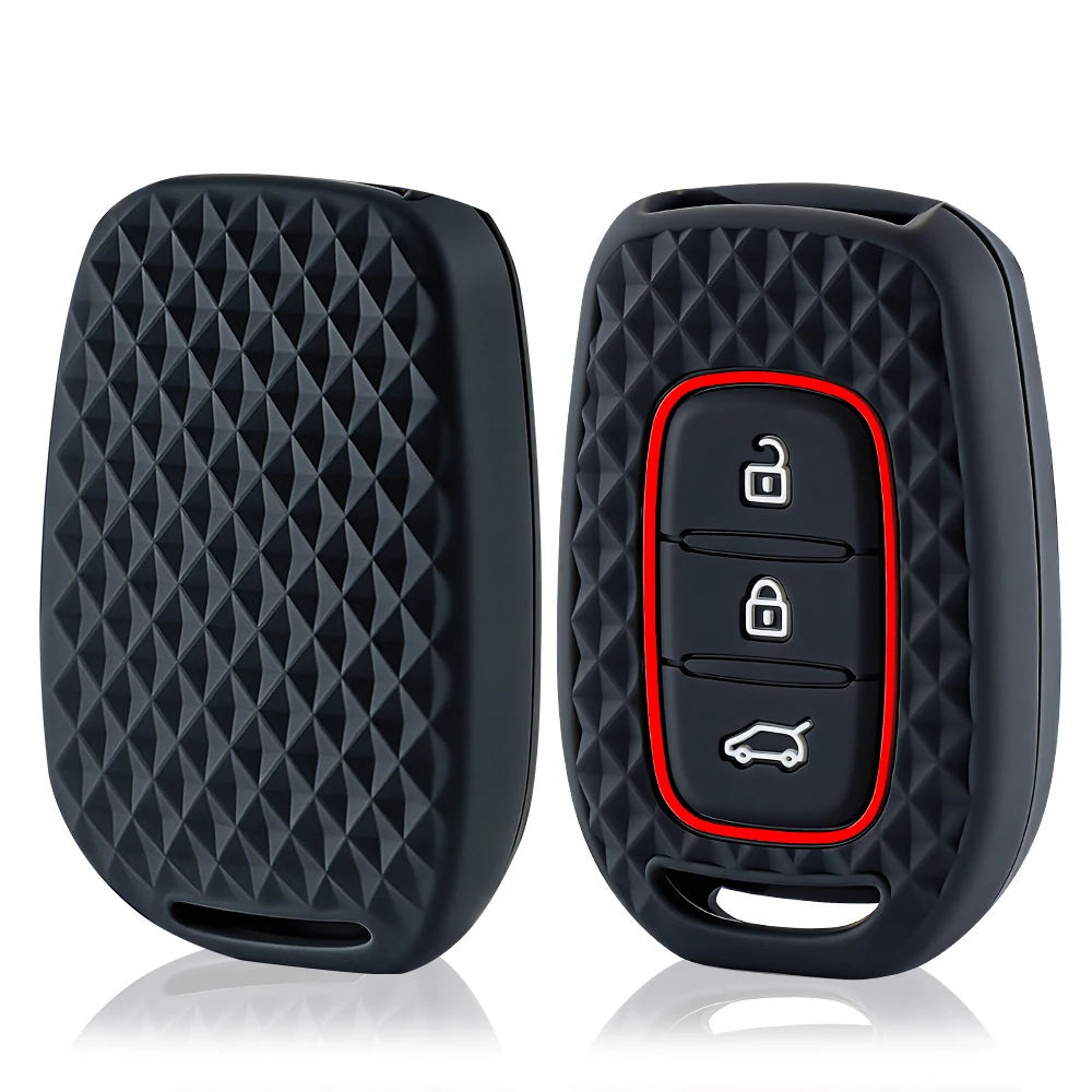 3 botão fob escudo titular silicone chave do carro capa caso para renault kwid símbolo de tráfego dacia sandero logan espanador 2016 2017 2018