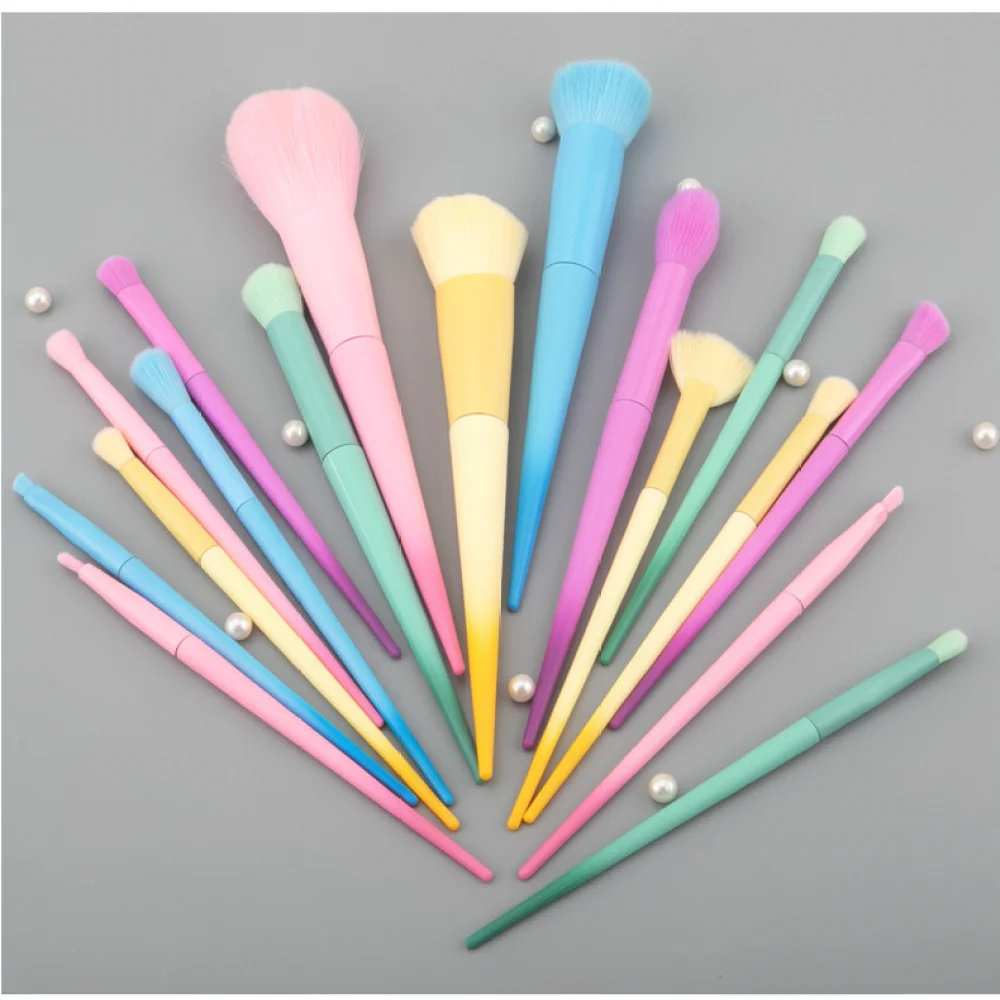 Essential Beauty Makeup Brush Set Candy Color Cosmetic Tools Soft Fiber Bristle Face Powder Foundation Blush Eyeshadow Kit