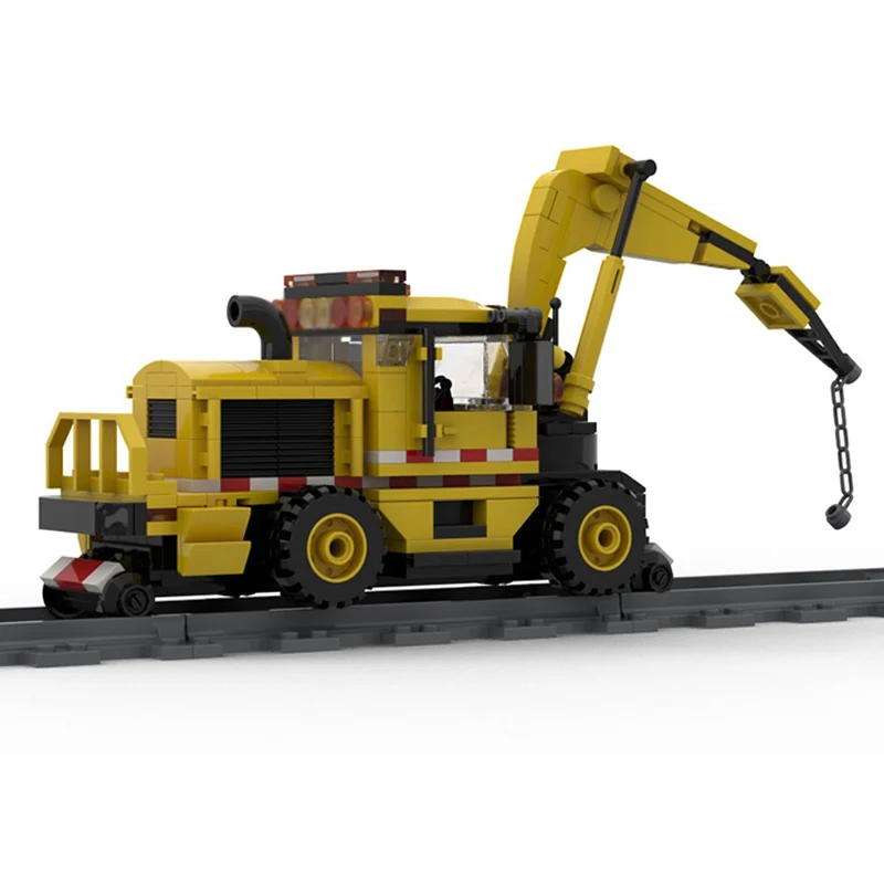 ชุดตัวต่อรถบรรทุกเครนแบบโมดูลาร์สำหรับรางรถไฟ ของเล่นประกอบสำหรับเด็ก ของขวัญวันหยุด