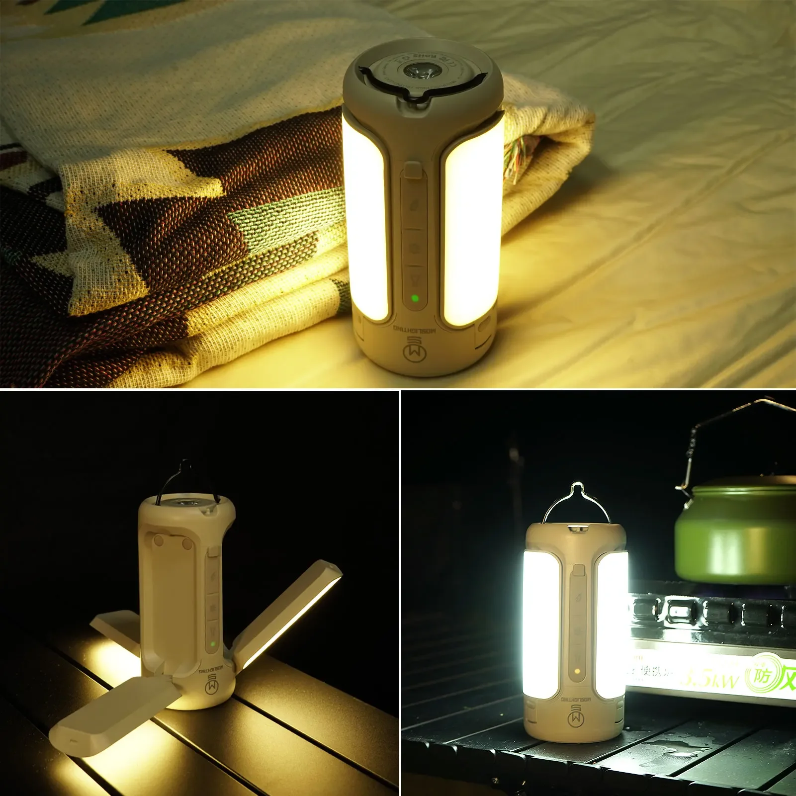 MOSLIGHTING Camping Lantern with Wireless Bluetooth Speaker Portable Flashlights Outdoor Rechargeable Foldable Hanging Tent Lamp