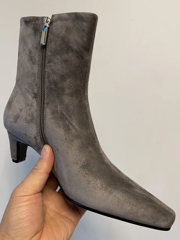 الرجعية جلد طبيعي أشار تو هريرة كعب سستة حذاء من الجلد بلون جلد البقر السيدات مريحة الخناجر الأحذية #3