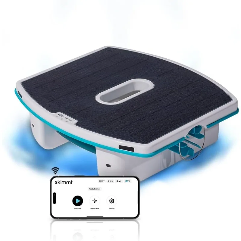 

Dolphin Skimmi Automated Pool Skimmer WiFi, Cleans Water Surface with Smart Sensors Solar Charge