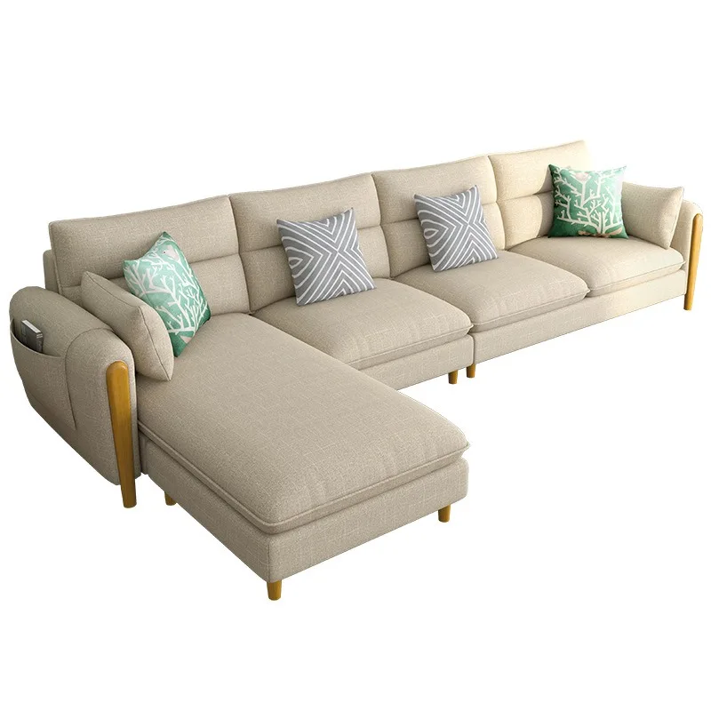 Nordic small apartment fabric living room sofa living room cloth simple modern three-person sofa