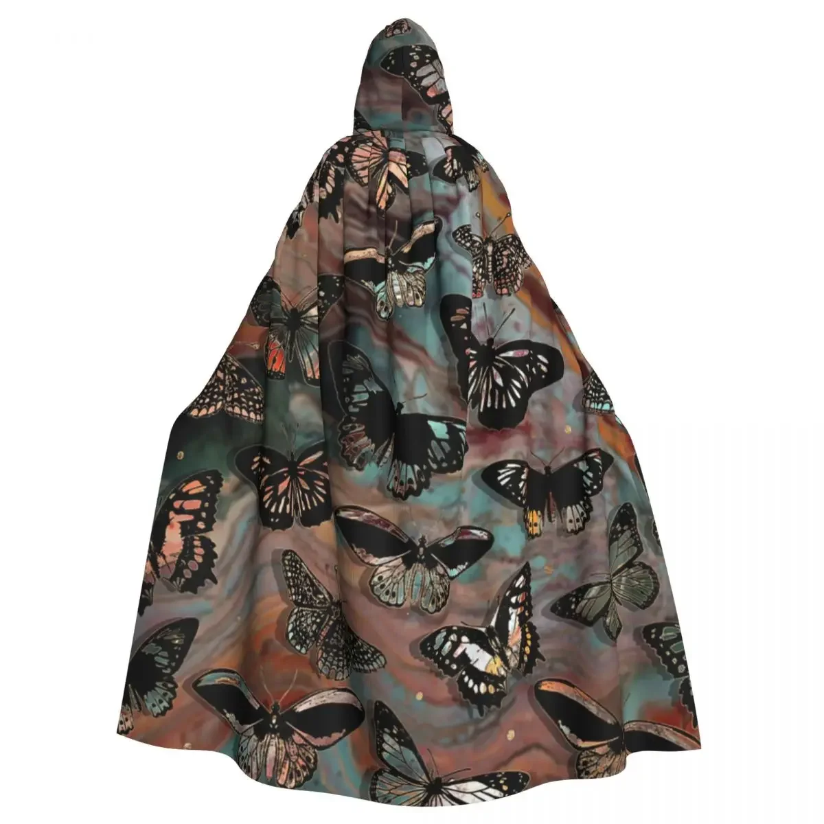 Pattern Marble And Gold Hooded Cloak Halloween Party Cosplay Woman Men Adult Long Witchcraft Robe Hood