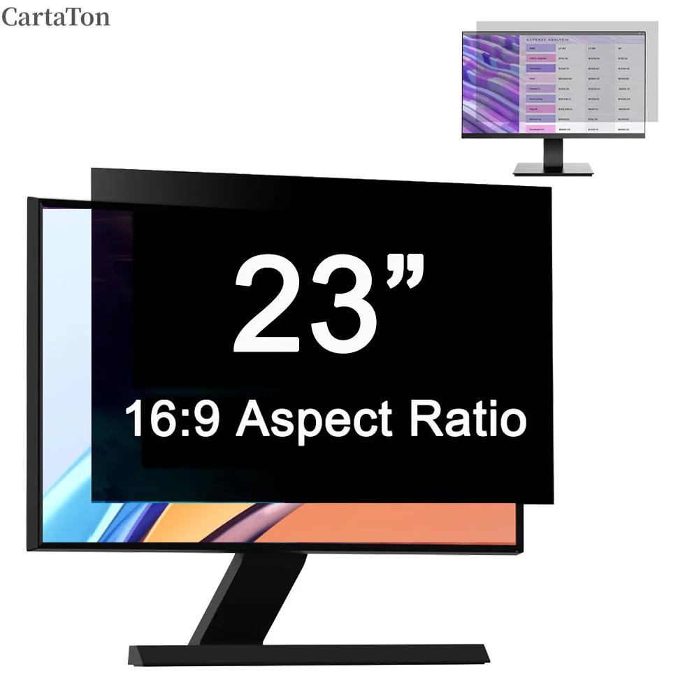 2pcs 23 Inch Computer Privacy Screen Filter 16:9 Aspect Ratio Anti-Blue Light and Anti Glare Removable For 23