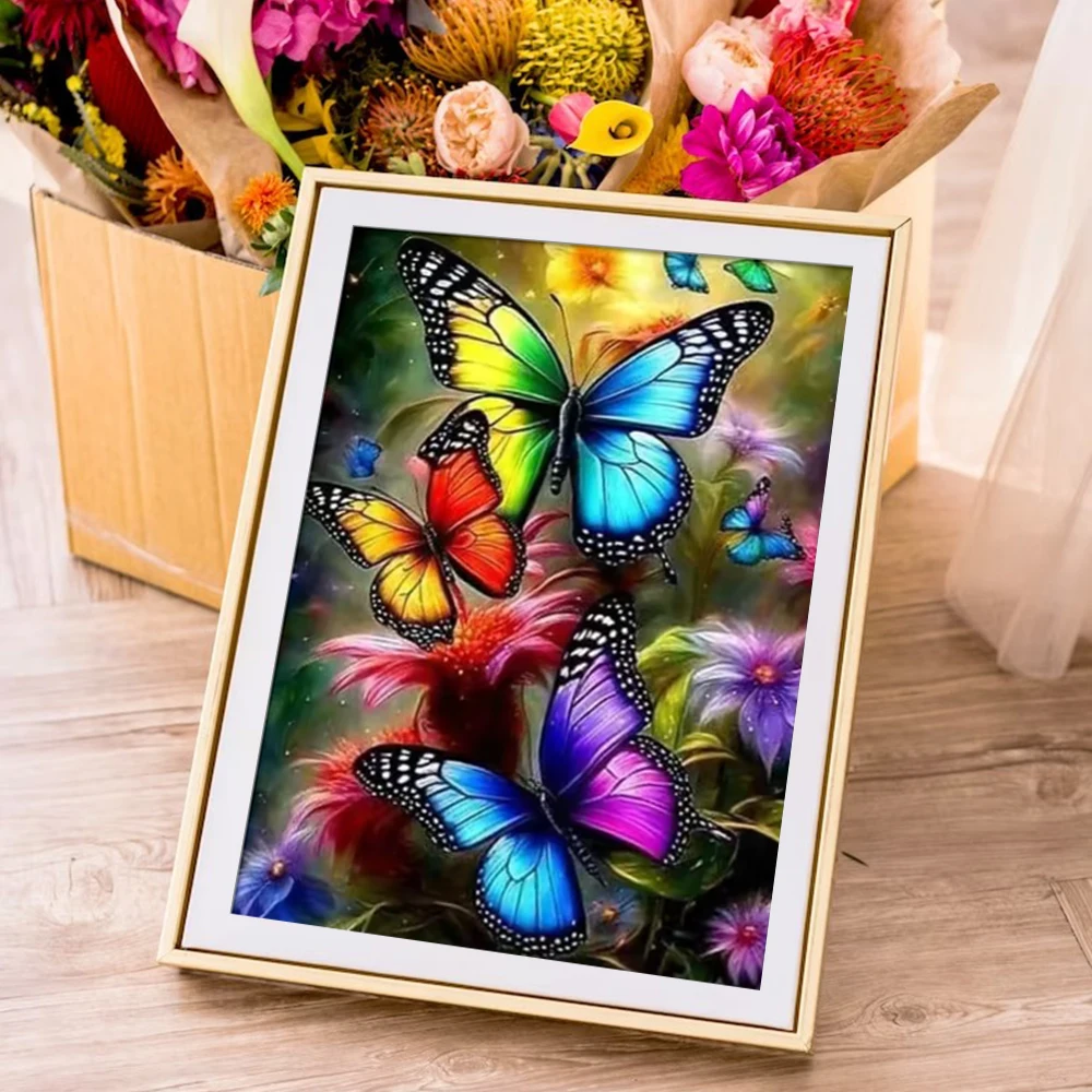 Huacan 5D Diamond Painting Animal Butterfly Full Diamond Embroidery Flower Cross Stitch Home Decor Art Handmade Gift