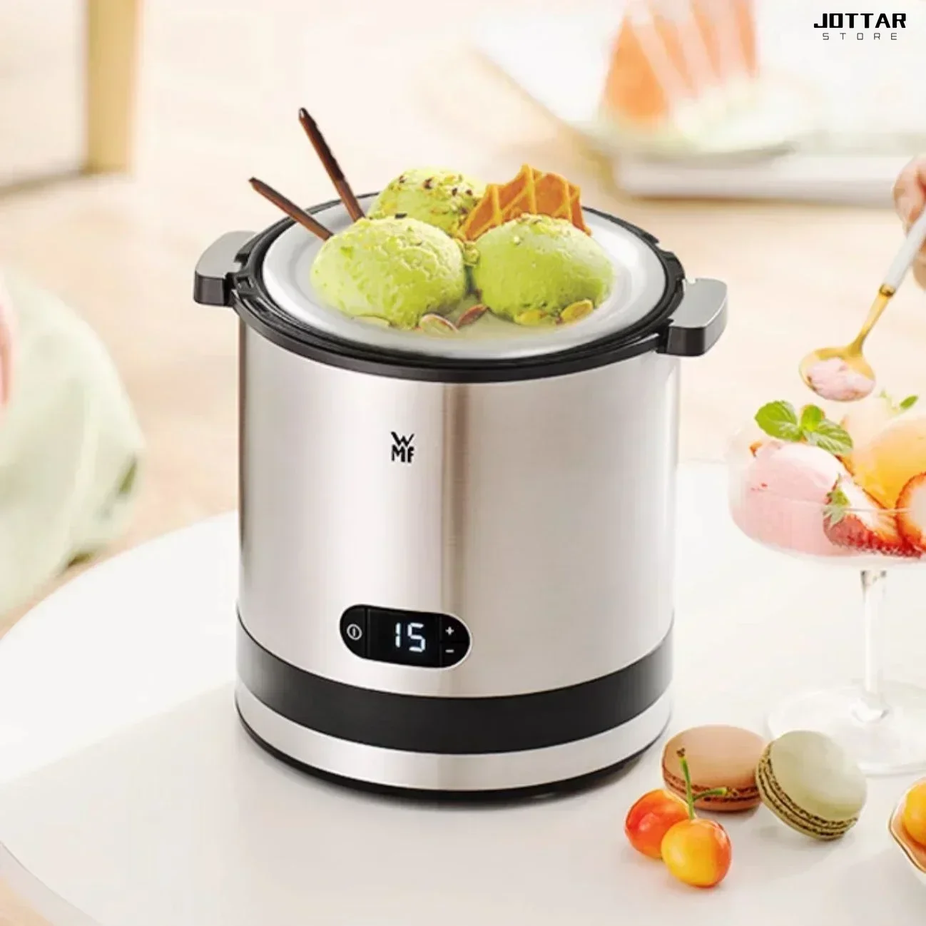 Household ice cream machine - small. Mini fully automatic. For homemade. Can make fruit ice cream and yogurt cones.