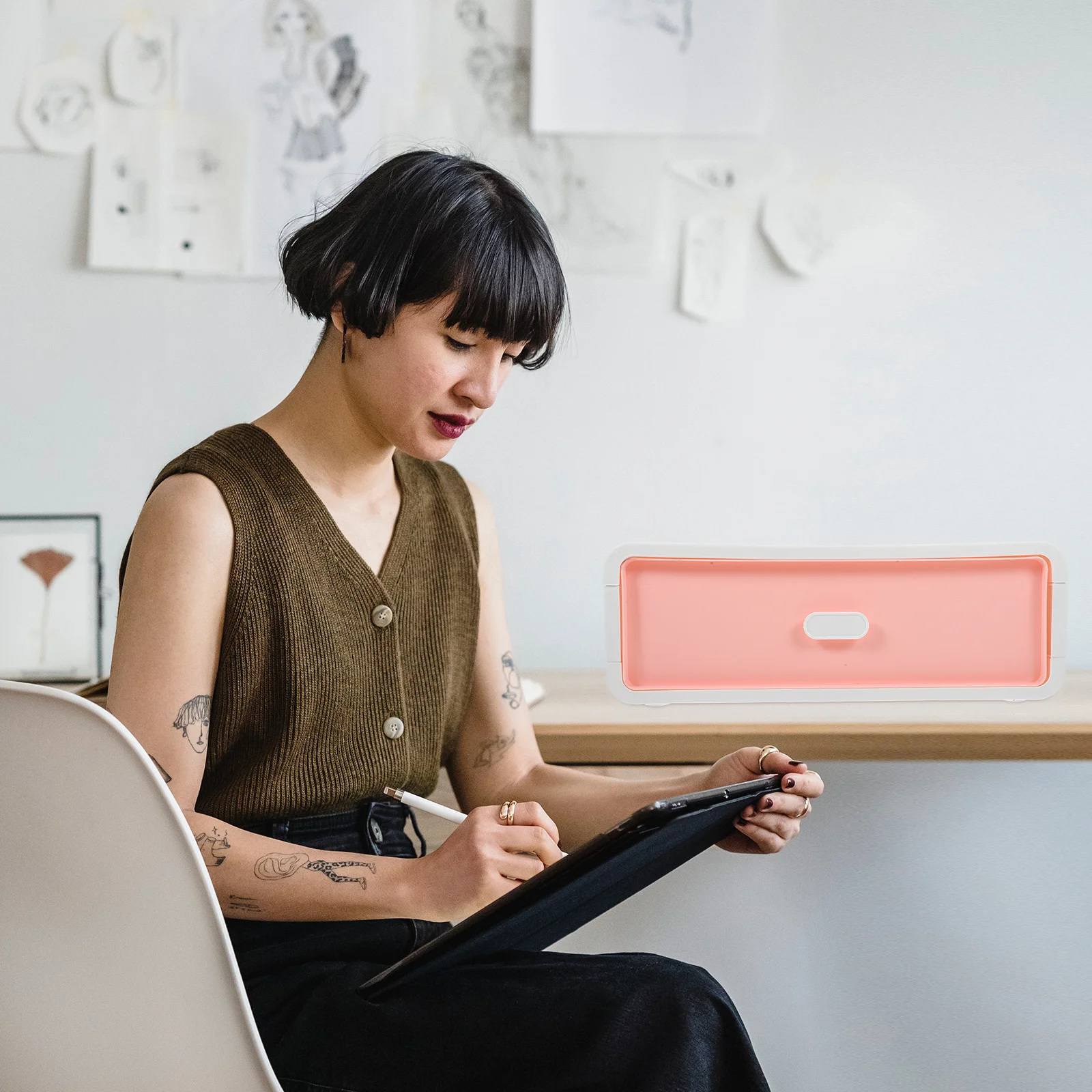 1 قطعة صندوق تخزين درج بلاستيكي منظم سطح المكتب الصغير لملفات القرطاسية المكتبية A4 ورقة ماكياج أشتات حافظة الطاولة #2