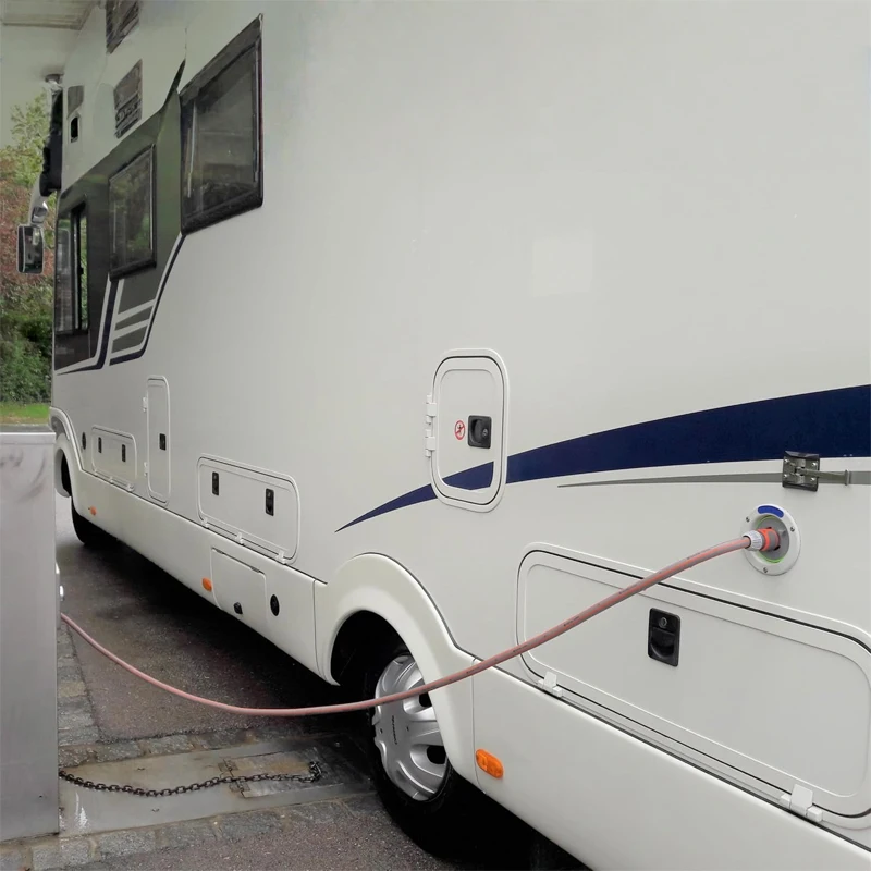 Adaptador de cuello de llenado de tapa de tanque de agua para autocaravana con conector de manguera, tapa de combustible con conector de agua, accesorios para autocaravana y caravana