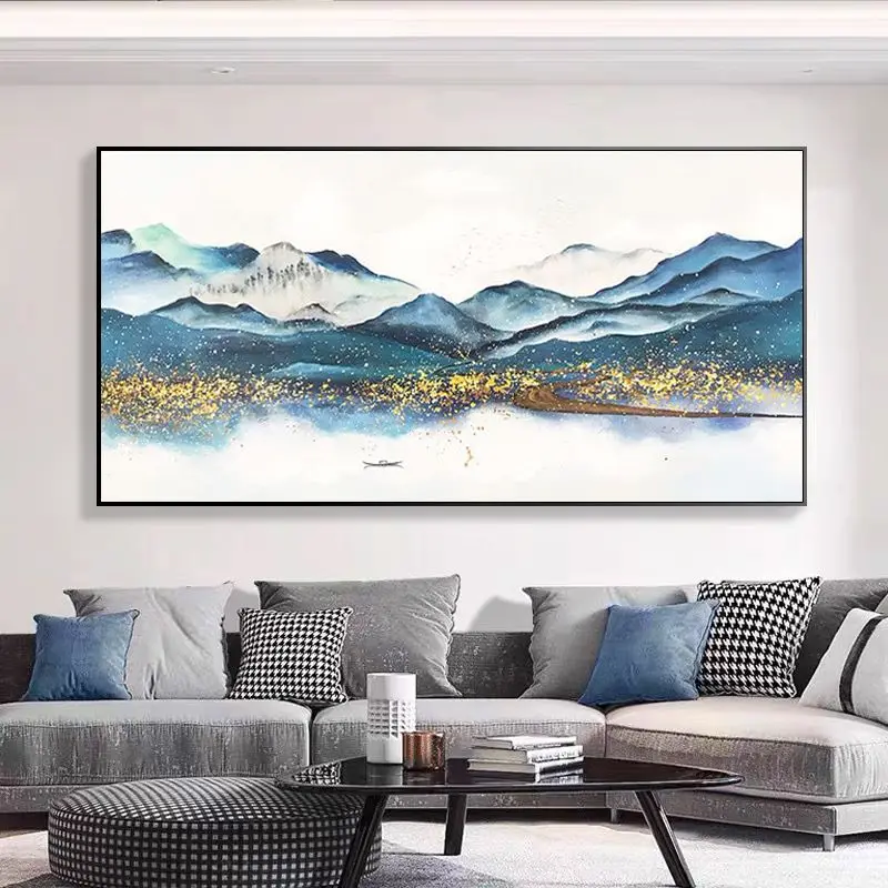 New Chinese Handmade Oil Painting Abstract Landscape Canvas Art Wall Poster Living Room Sofa Home Aesthetics Decoration Mural