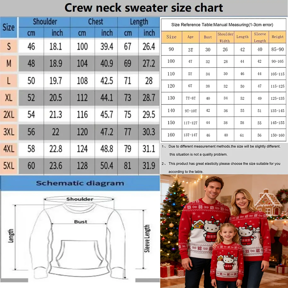 2026 سترة عيد الميلاد القبيحة الجديدة مع نمط مرحبا كيتي رائجة البيع عالية الجودة ملابس منزلية غير رسمية سترة الوالدين والطفل #6