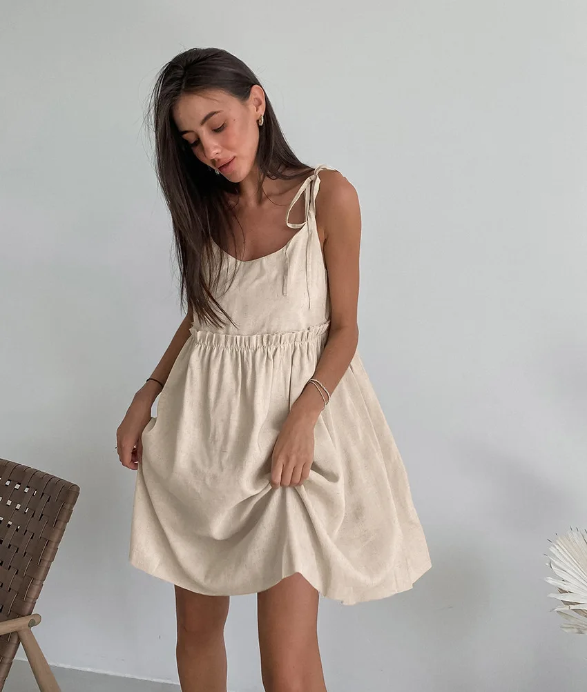 casual short dresses for women Women Summer Casual Dresses Ruffle Hem Short Sleeve Loose Swing Tunic Mini Dress