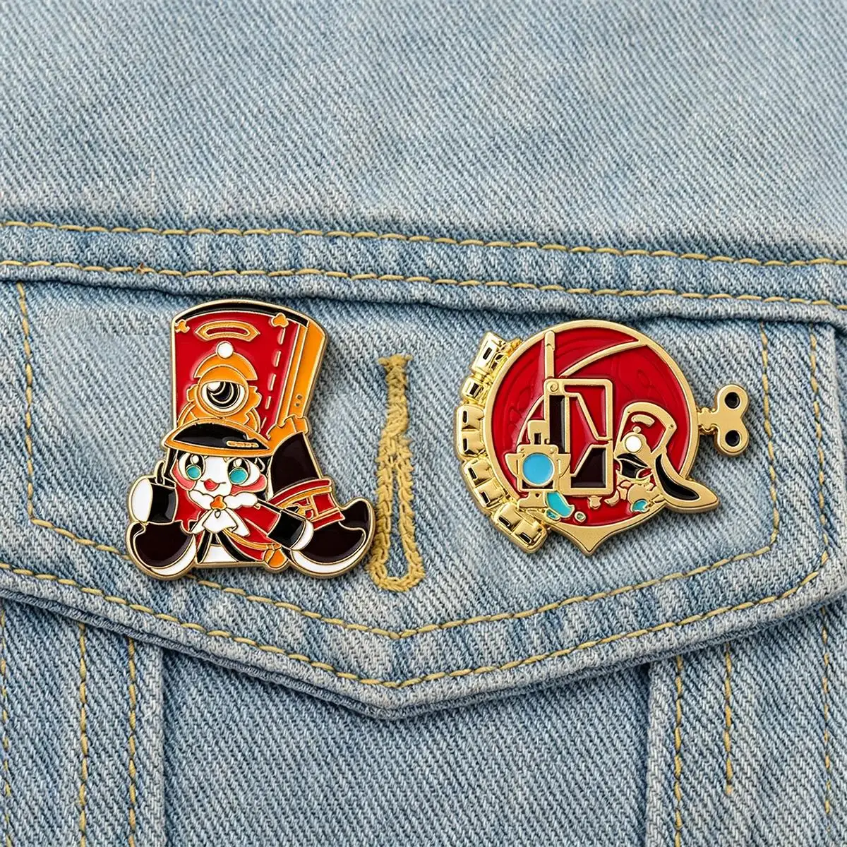 2Pcs/Set Game Honkai Star Rail Pom-Pom Enamel Brooch Cartoon Character Lapel Metal Badge Cosplay Clothing Accessories Fan Gifts