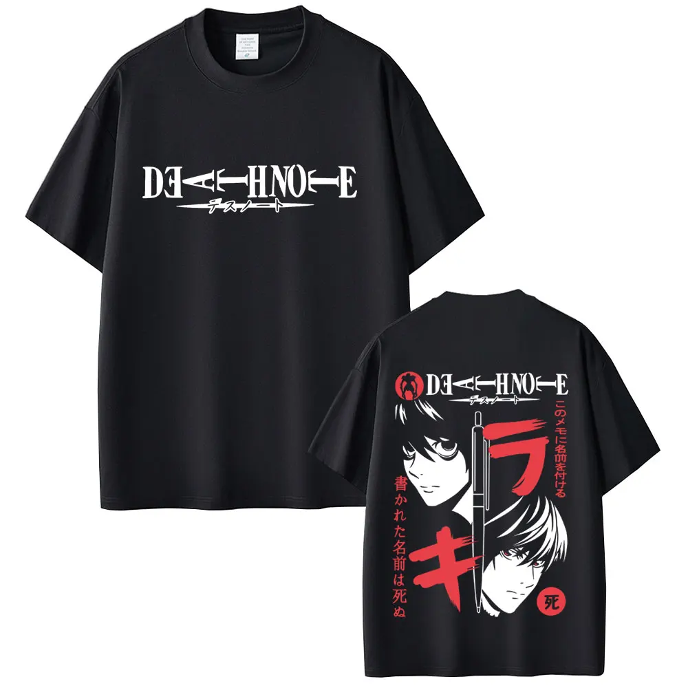 Anime Death Note L Lawliet & Yagami Light Face Graphic T-shirt Men Women Clothing Fashion Cartoon Vintage Short Sleeve T Shirts