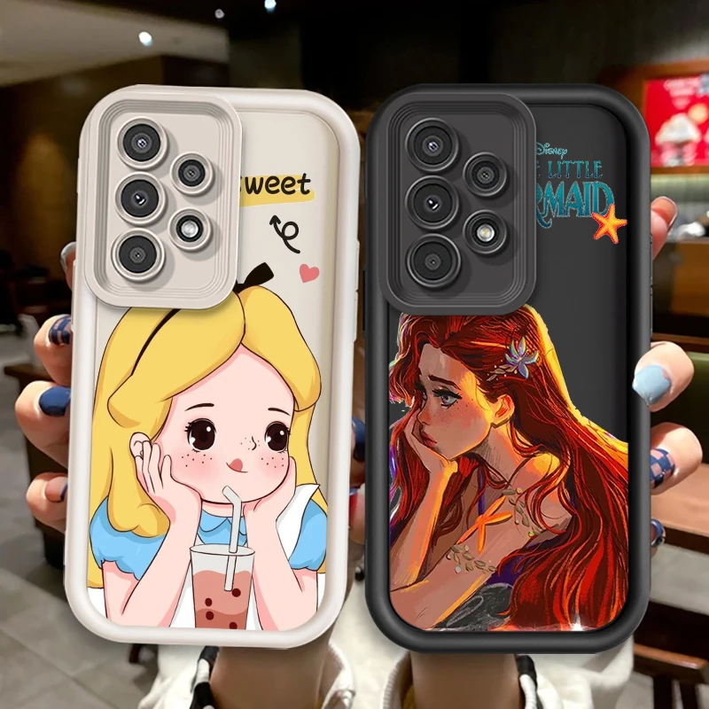 Disney Princess Cute For Samsung A73 A71 A54 A53 A52 A51 A33 A32 A21S A14 A13 A12 A03 A04 A05 5G Eye Ladder TPU Phone Case