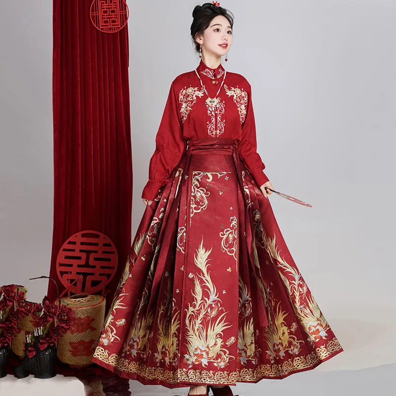2023 New Style Horse Face Skirt Suit Bridal Gown for Wedding Ceremony Traditional Chinese Style