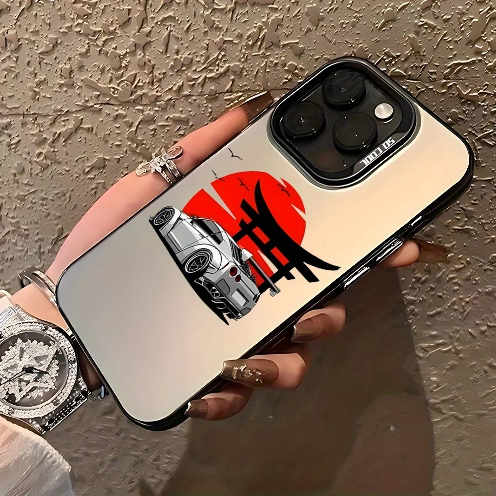 Sunset sports car silver-plated mobile phone case for iPhone 17 16 15 14 13 12 11 Pro/Max/Plus anti drop cover view 3