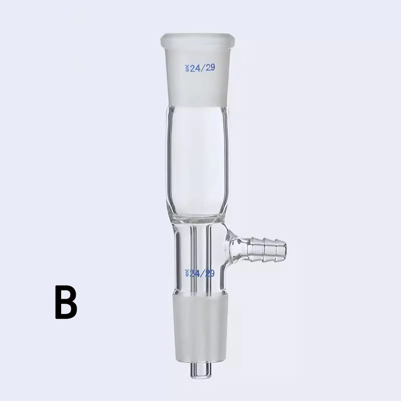 Tubo receptor de vacío de boca de vidrio, 105 grados, estándar, 19/24/29, recto, curvado, laboratorio, destilación