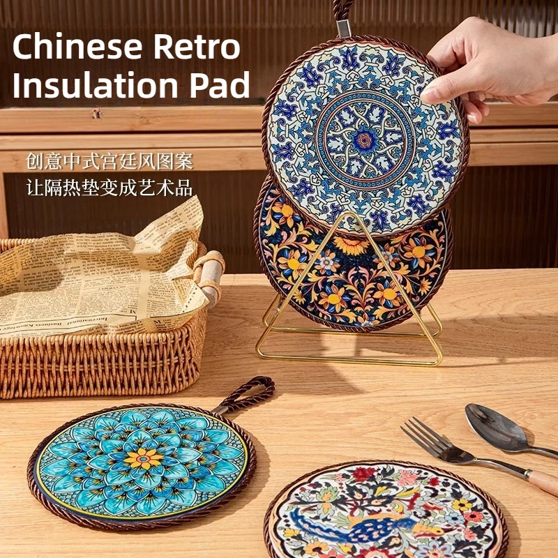 Kitchen and Dining Table Heat-Resistant Ceramic Cork Pad Anti-Scald Casserole Mat for Protecting Plates Bowls Cups and Pots