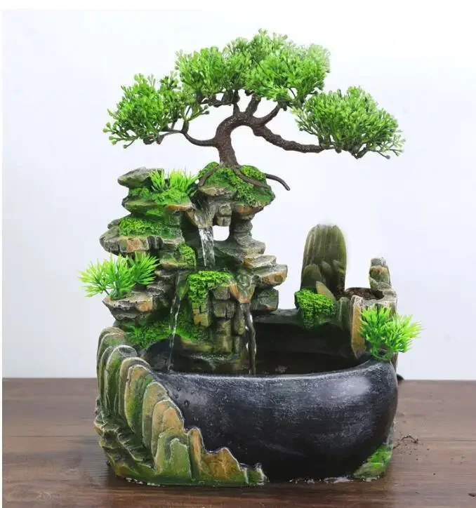 Modern Waterfall Desktop Fountain Landscape Home Practical Humidifier Beauty Scenery Living Room Home Decor Crafts