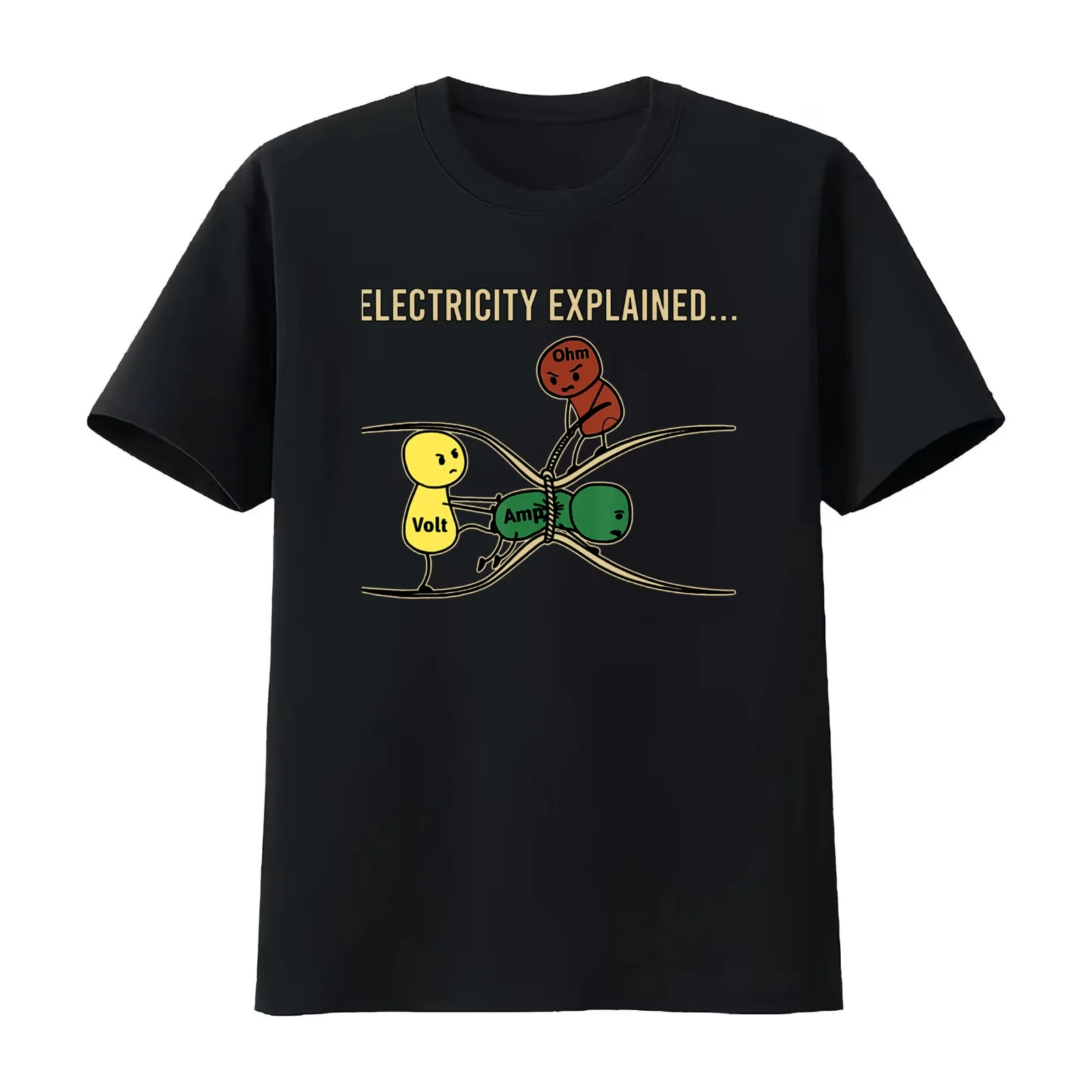 Electricity Explained 2 Tee Shirt T-Shirt Summer Casual Cotton Tee Unisex Men Women