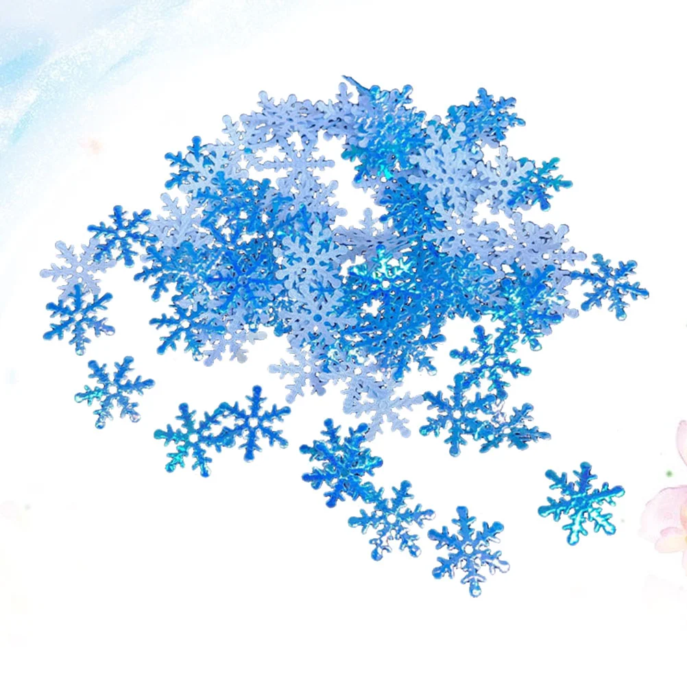 400pcs Creative Snow Shaped Confetti Plastic Snowflakes Confetti Lightweight Snowflake Slices for Christmas Party (35cm Blue-10