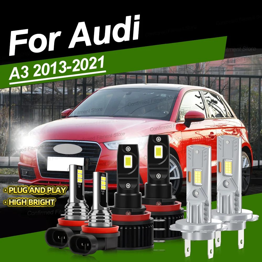 

2/6Pcs LED Headlight H15 6000K High Bright Fog Lamp H8 Car Lights Bulb H7 Upgrade CSP Chip For Audi A3 2013-2021 Plug and Play