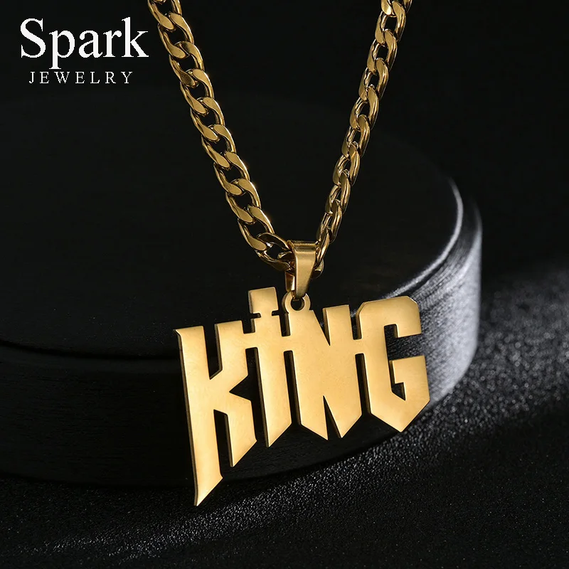 Spark New Customized Name Necklaces Stainless Steel Gold  Color Personalized Nameplate Pendant For Women Men Jewelry Gift