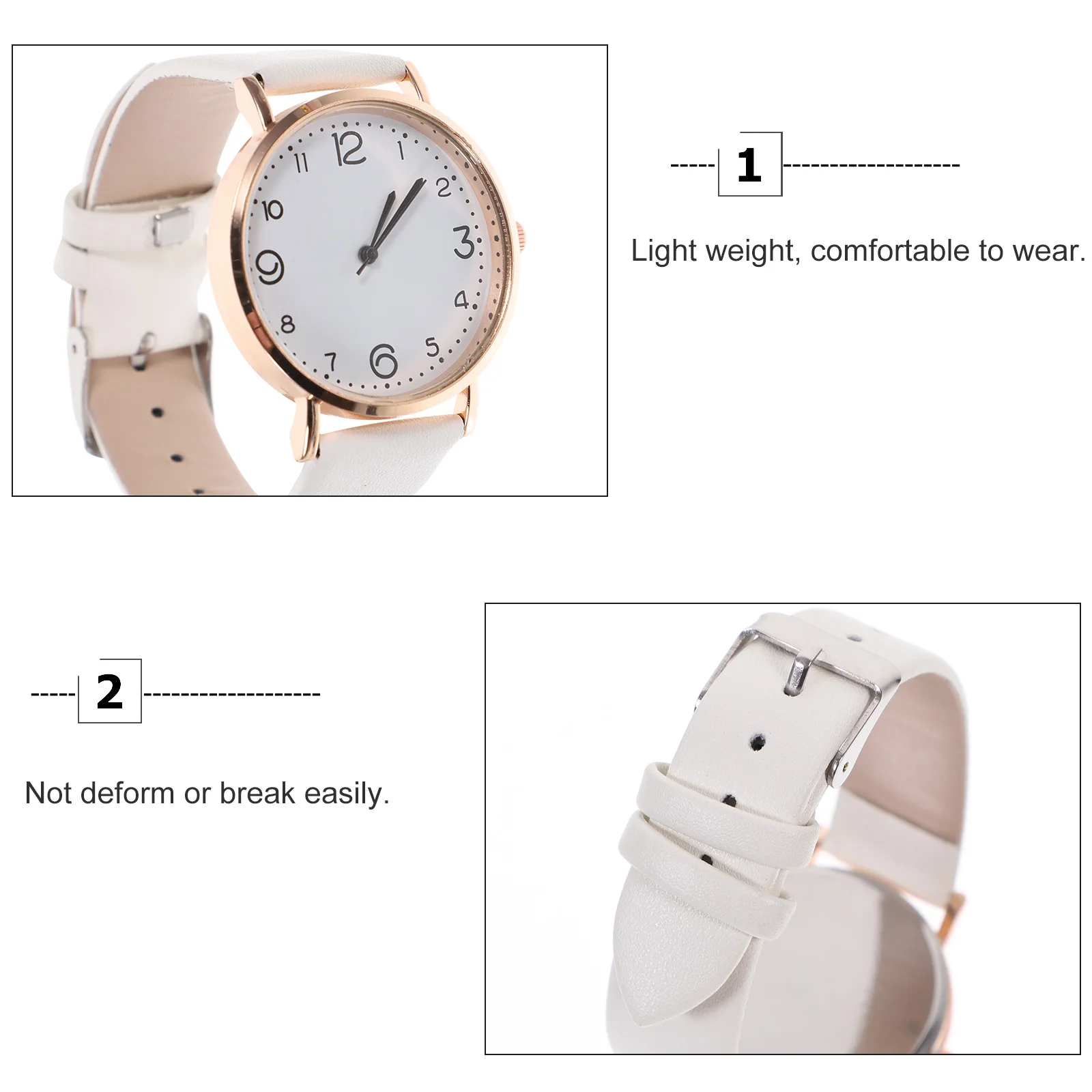 

Ladies Wrist Watch Women Pu Strap Casual Fashion Light Weight Skin-Friendly Durable Comfortable Classic Bright Color Accurate