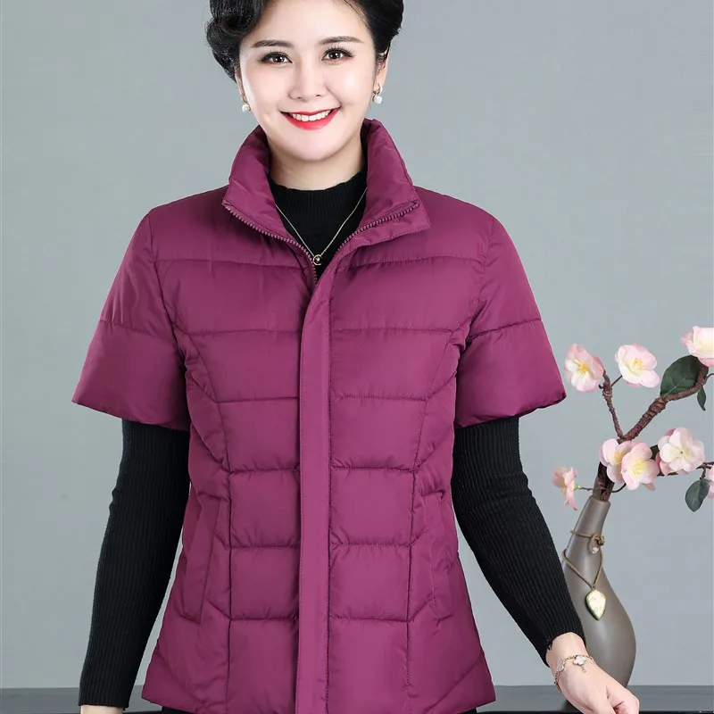 

Faionable ort-Sved Women's Vest Jaet Durable Polyester Fabric Stand-Collar Zipper Design Thiened for Middle-Aged A...