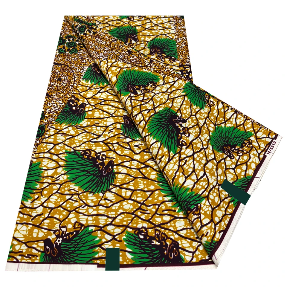 Best Sale Custom Gold Silk Sequin Veritable Cotton Fabric African Wax Print view 3