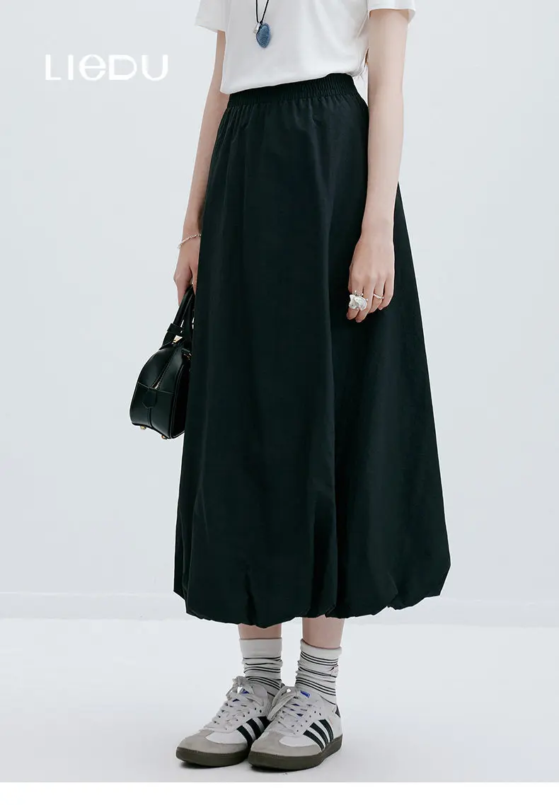 LIEDU Casual Outdoor Functional Soft Fabric High Waist Bubble Hem Skirt Plus Size Women Loose Fit Slimming Versatile Daily Outfi