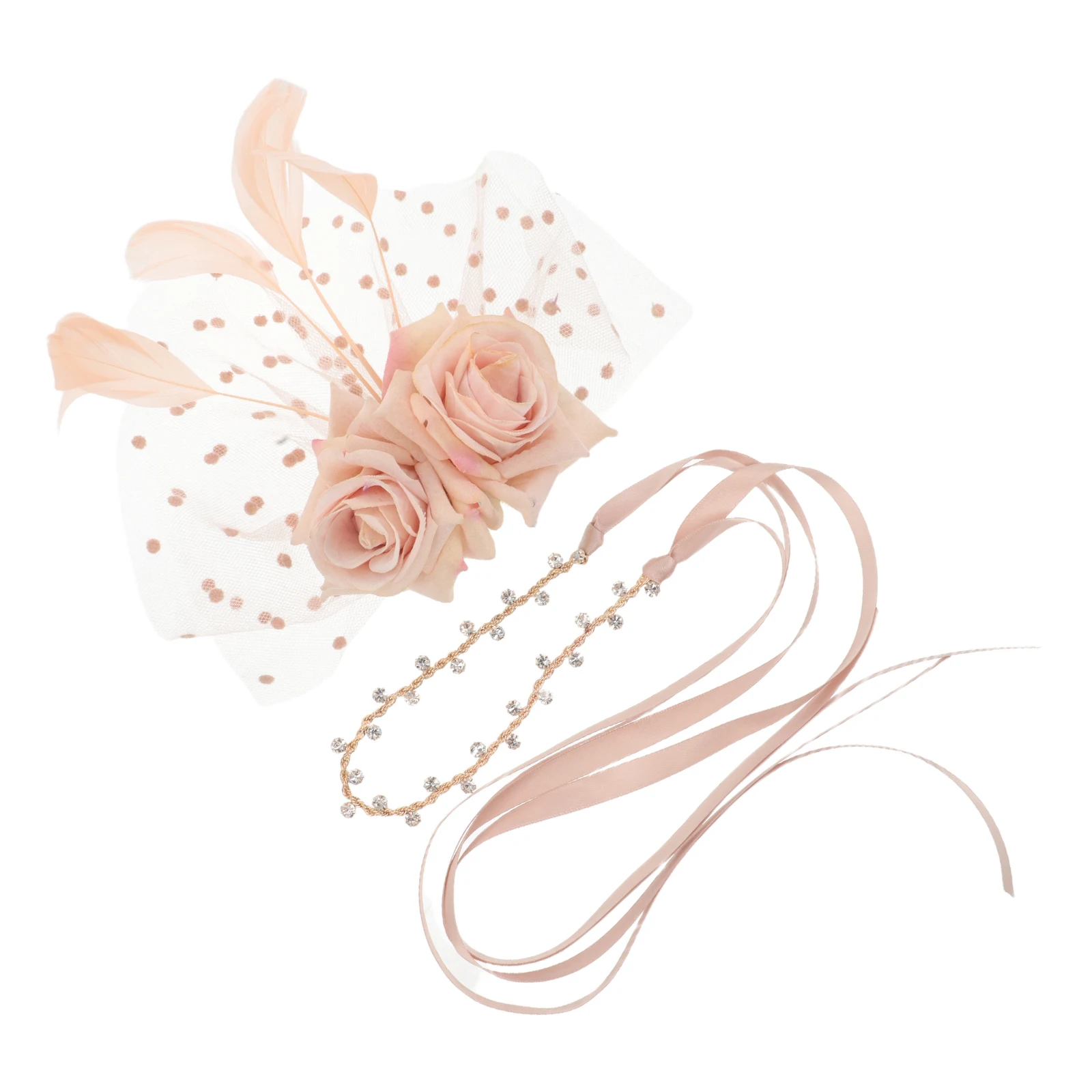 

Fake Rose Floral Vintage 1920S Bridal Hair Band Lightweight Wedding Bridesmaid Headband Adjustable Plumage Fascinator Flower