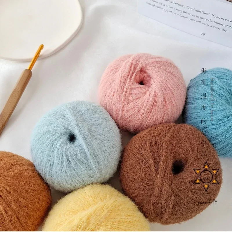 3 buah/40g berbulu sedang halus benang wol Crochet boneka syal jepit rambut buatan tangan DIY bahan rajut garis 117M