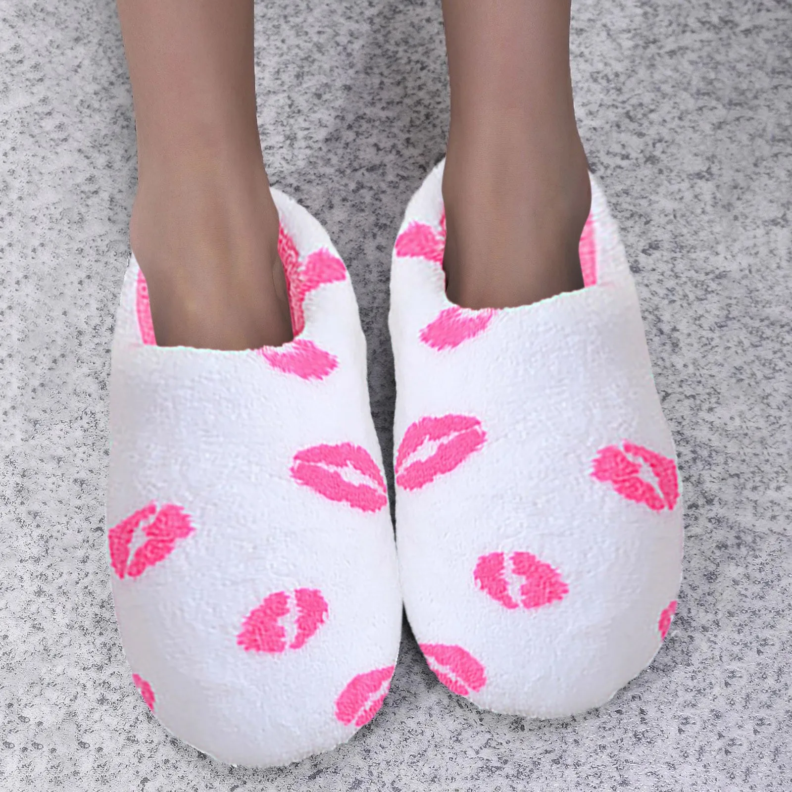 Winter Warm Plush Slippers Women Non-Slip Indoor Home Fur Slipper Shoes Cute Silent Slides Bedroom Flat Floor Shoes