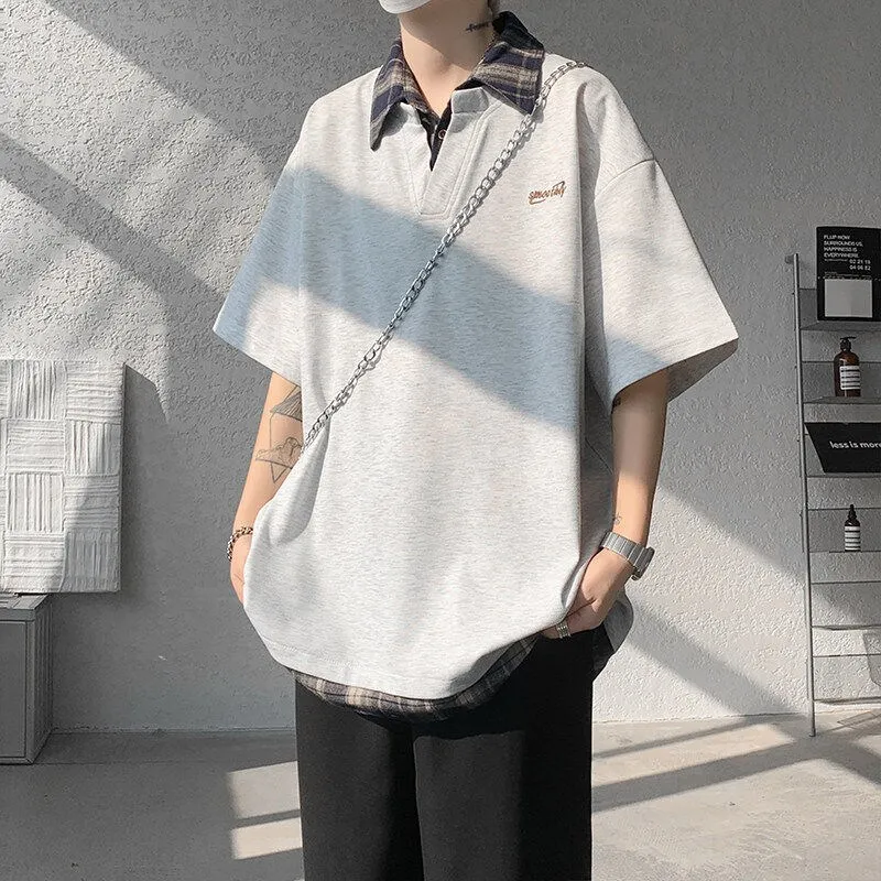 

Loose ort Sve irt Collar T-irt Men Summer plus Size Trendy Fat People f Sve Top Breathable Comfortable Sweatirt