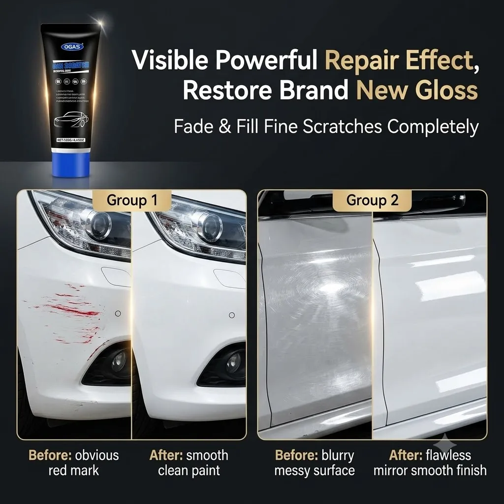 OGAS Car Scratch Removal Wax 120g Auto Paint Scratch Repair Polishing Paste Remove Oxidation Swirl Marks Tree Scuff Stone Marks