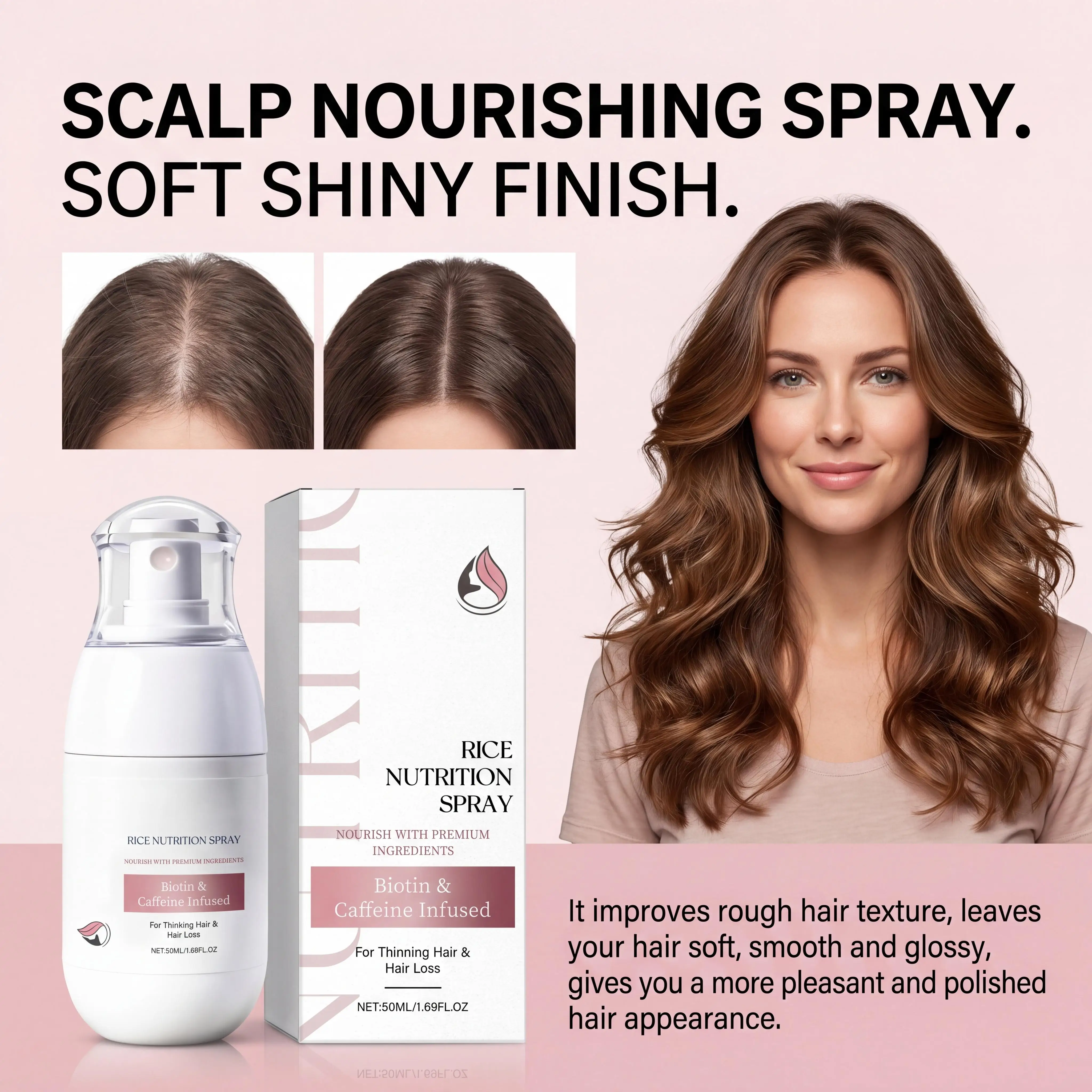 Biotin Fermented Rice Water Spray for Hair Growth,Help Grow Longer Fuller Hair, Reduces Root Breakage,Hair Serum for Men & Women