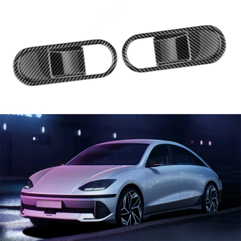 Carbon Fiber Back Row Window Glass Lifting Switch Buttons Decoration Cover For Hyundai IONIQ 6 2022-2023 Low Version