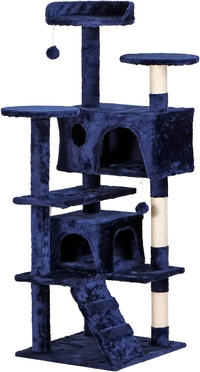 

54in Cat Tree Tower for Indoor Cats Multi-Level Cat Condo Furniture w/ Scratching Post Kittens Activity Center,Multiple Colors