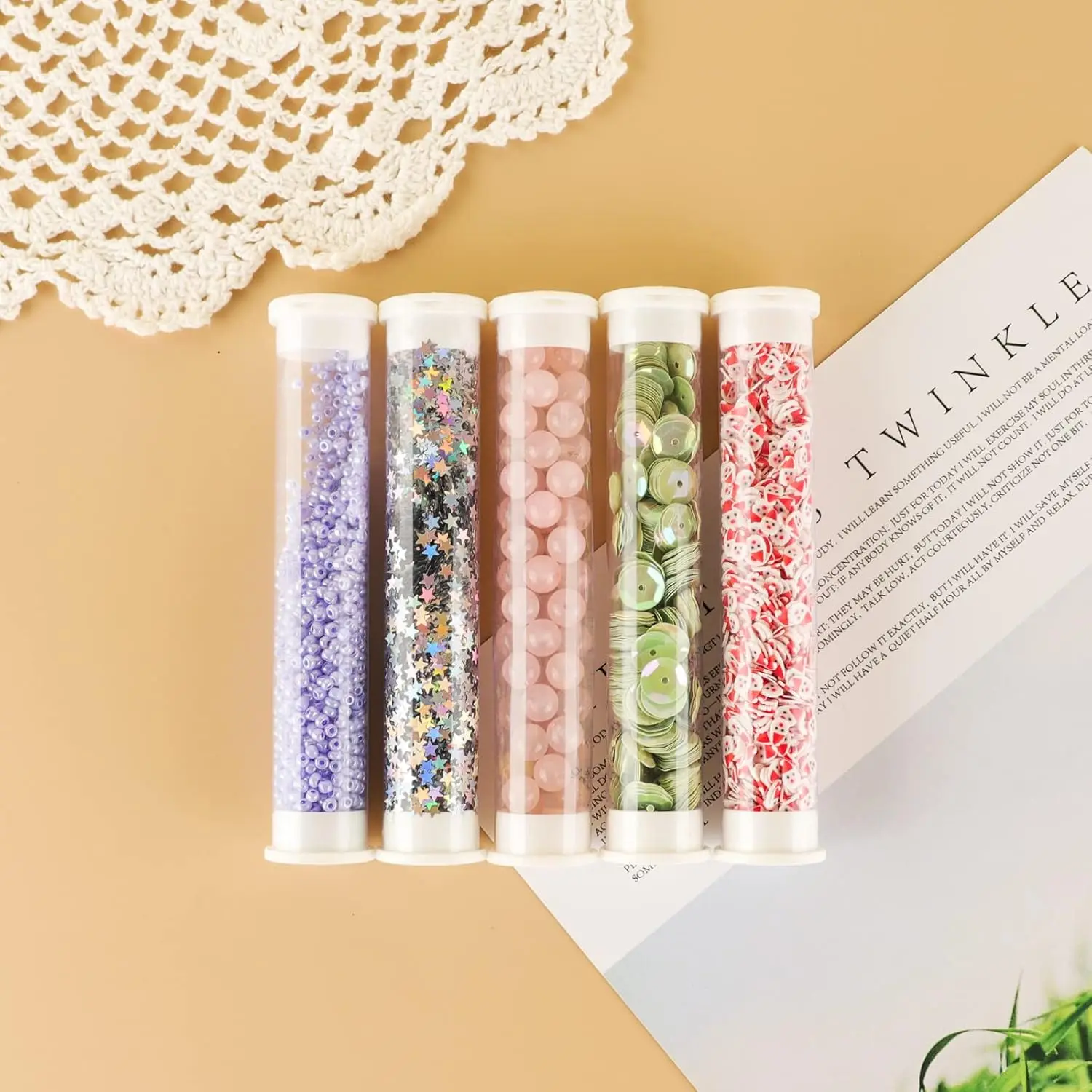 

Clear Storage Small Plastic Round Tube with lids Rigid Bottle Container 10pack Storage tube